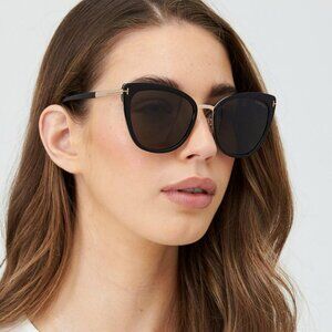 Tom Ford Women BRAND NEW Sunglasses SIMONA Black Gold Smoke Cat Eye FT0717 01A